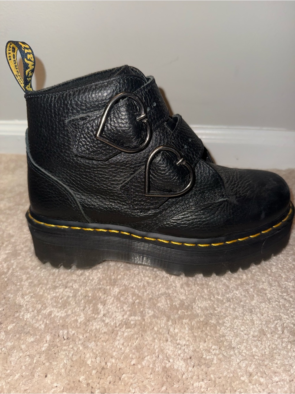 D. Marten Ankle Boots with Heart Buckles